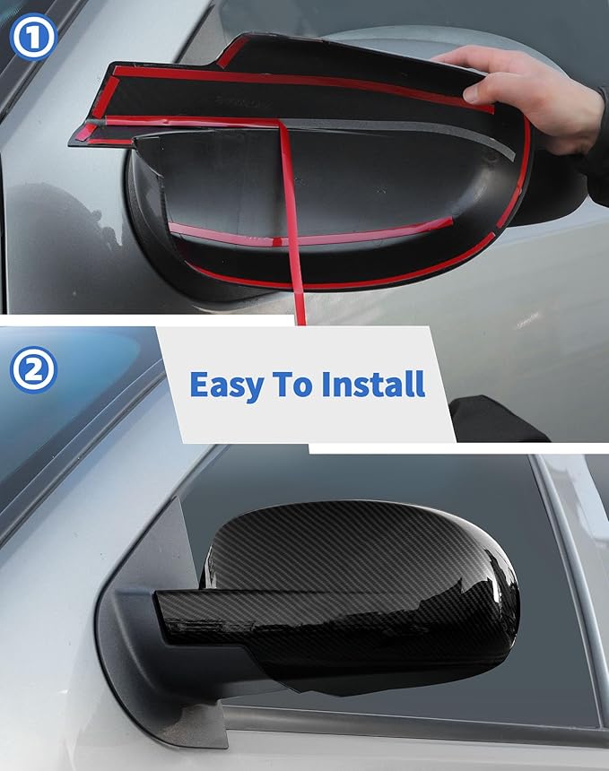 Rearview Mirror Fully Caps Covers Compatible with 2007-2014 Chevy Silverado GMC Sierra Avalanche Tahoe Suburban Yukon Escalade ESV Left Right Side View Mirror Cover Caps, Carbon Fiber