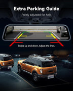 WOLFBOX G840S 12" 4K Mirror Dash Cam Backup Camera, 5.8GHz WiFi Smart Rearview Mirror for Cars & Trucks, Front and Rear View 