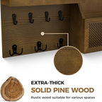 LubanNese Key Holder Wall Mount Pine Wood 16 X 8 Mail Organizer Key Rack for Wall with Hooks and Shelf, Rustic Wooden Key Han