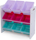 Humble Crew 9-Bin Toy Organizer – Forever Natural White/Pink/Purple/Aqua Plastic Bins, 3-Tier Storage Solution for Kids' Play