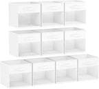 DIMJ Storage Cubes, Cube Storage Bin, 10 Pack Foldable Storage Cubes with Window, Closet Storage Bins with Handle, 11x 11 inc