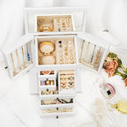 Jewelry Box for Women, Rustic Wooden Jewelry Boxes & Organizers with Mirror & Drawers,6 Layer Jewelry Organizer Box for Rings