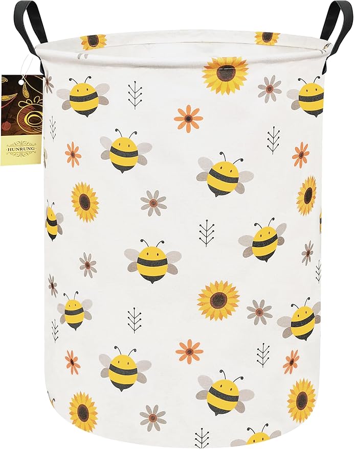 HUNRUNG Laundry Hamper,Large Canvas Fabric Lightweight Storage Basket Toy Organizer Dirty Clothes Collapsible Waterproof for 