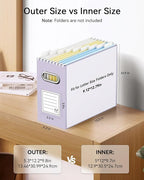 Oterri File Organizer Box, Portable Collapsible Cardboard File Folder Organizer with Handle for Letter Size Hanging Files, Do