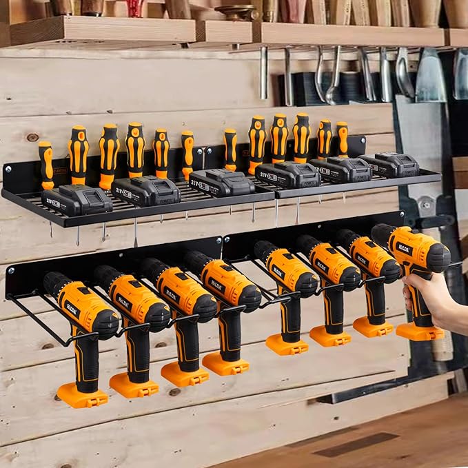 UU-Major Power Tool Organizer with Charging Station,Drill Holder Wall Mount,Garage Storage Shelves for Organization and Stora