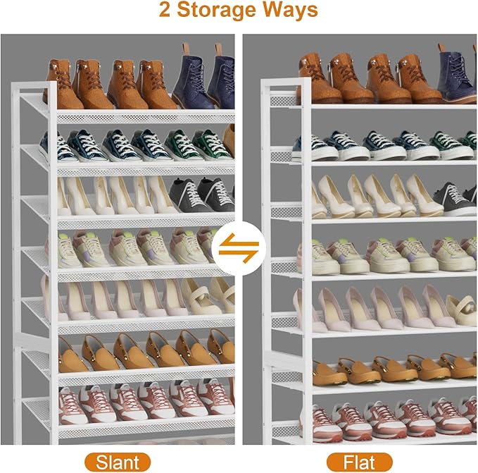 Large Shoe Rack 10 Tier Shoe Organizer, Heavy Duty Metal 5-Tier Stackable Shoe Storage Vertical Shoe Rack for Closet Front Do
