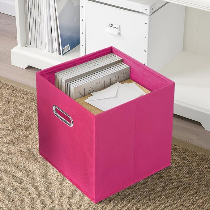 ShellKingdom Storage Bins, Foldable Fabric Storage Cubes And Cloth Storage Organizer Drawer with Metal Handle For Closet And 