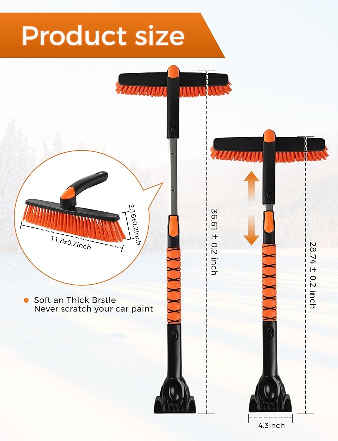 41" Ice Scrapers for Car Windshieldand Extendable Snow Brush with Foam Grip and 360° Pivoting Brush Head for Christmas Car Auto Truck SUV