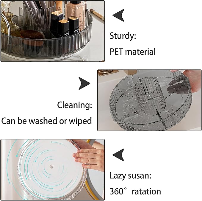 shuang qing Rotating Makeup Organizer for Vanity, High-Capacity Skincare Clear Make Up Storage Perfume Organizers Cosmetic Dr