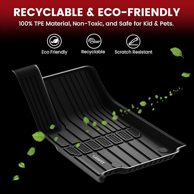 LASFIT Floor Mats for Jeep Grand Cherokee L 2021-2025 2026 (ONLY for 6 Seaters Without Center Console) All Weather Custom Fit Car Floor Liners Trunk Mat Black
