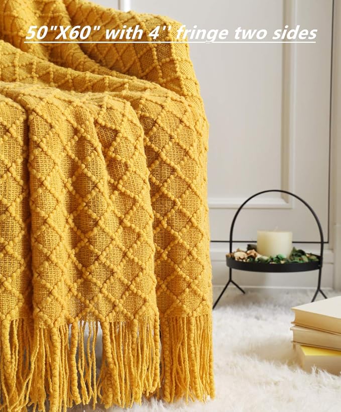 CREVENT Knitted Decorative Throw Blanket for Couch Sofa Chair Bed，Soft Warm Cozy Light Weight for Spring Summer (50''X60'' Mu