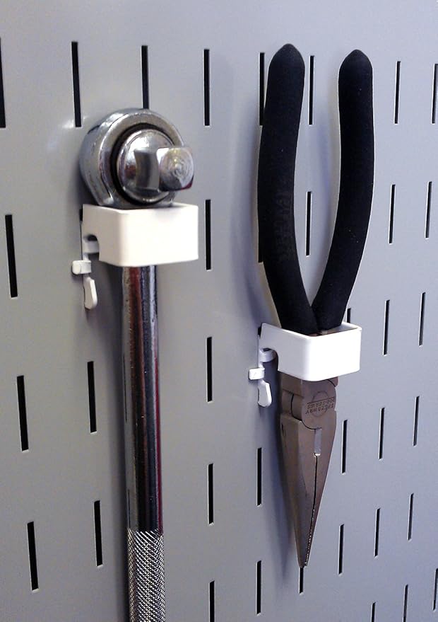 Wall Control 4 ft. Metal Pegboard Organizer - Standard Tool Storage Kit & Deluxe Hook Assortment for Slotted Tool Board - Whi