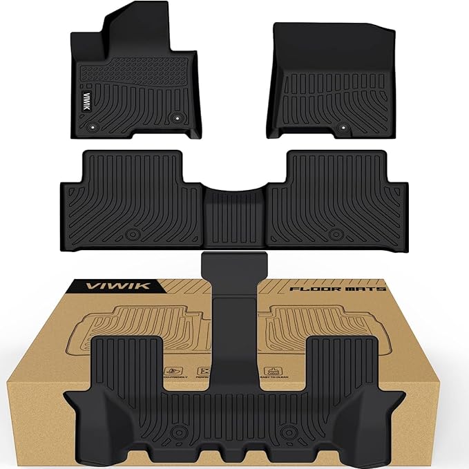 VIWIK All Weather Floor Mats for 2021-2026 Kia Sorento 6&7 Seats (Hybrid Model),Custom Fit Car Mats TPE Floor Liners Full Set 1st 2nd 3rd Row
