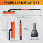 [Upgrade] 45" Extendable Snow Brush for Car Windshield, Military-Grade Sturdy Large Ice Scraper, 360° Pivoting Brush Head with Silicone Grip for Truck, SUV, Auto
