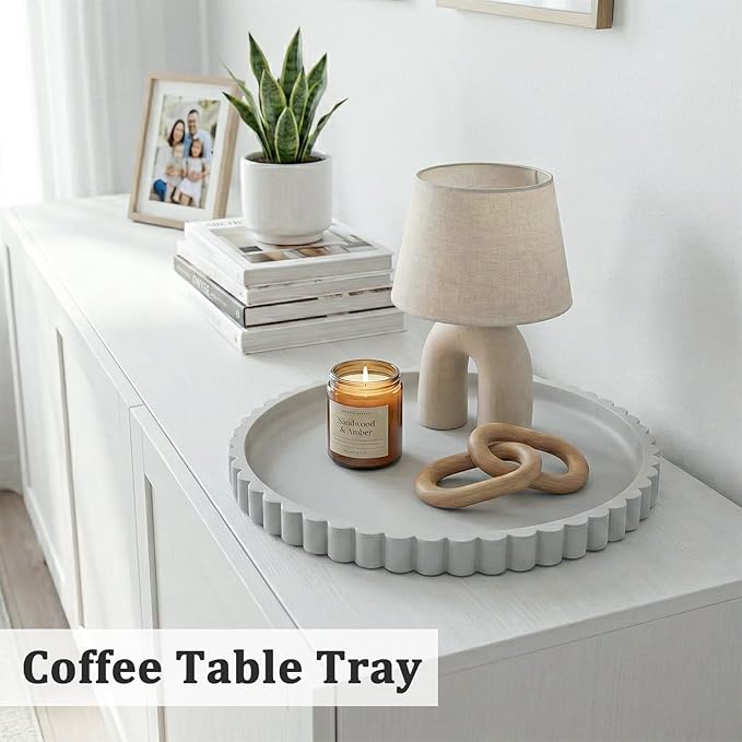 HighHerz Silicone Bathroom Countertop and Vanity Tray, Round Silicone Bathroom Tray, Modern Bathroom Decor, Coffee Table Deco