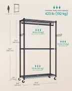 SONGMICS Heavy-Duty Rolling Clothes Rack, Garment Rack, Portable Closet on Wheels, with Adjustable Mesh Shelves and Hanging R