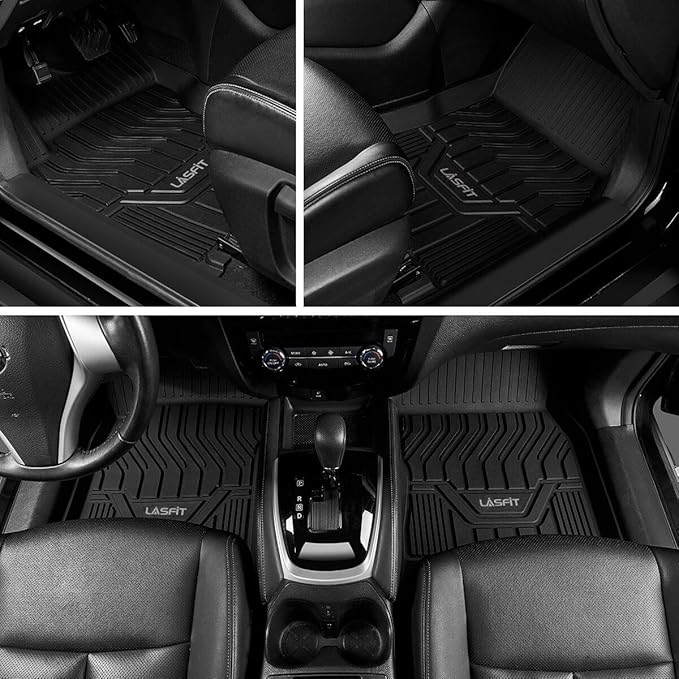 LASFIT Floor Mats Fit for Nissan Armada 2017-2018 / Infiniti QX56 2011-2013 / Infiniti QX80 2014-2018, All Weather TPE Custom Fit Easy Clean Durable No-Curling Floor Liners 1st & 2nd Row Car Mats