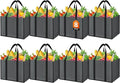 WISELIFE Reusable Grocery Bags with Handles - 8 Pack, 35L Large Shopping Bags for Groceries, Water-Resistant & Foldable Grocery Totes for Lasting Use for Kitchen, Market, Car Trunk, Picnic (Gray)