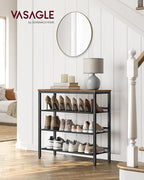 VASAGLE Shoe Rack for Entryway, 4-Tier Shoe Rack Organizer with Storage Shelves and Spacious Top, Freestanding, Adjustable, I