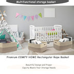 COMFY-HOMI 2 pcs Large Storage Baskets for Shelves, Laundry Basket, Woven Rope Basket, Closet Organizer Bins for Clothes Blan