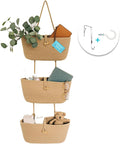 OrganiHaus Over the Door Hanging Basket for Organizing, 3-Tier Hanging Wall Basket for Storage, Boho Nursery Decor for Wall, 