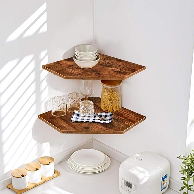 eosHOM FWSH00003 Floating Wall Storage Shelf, Classic Design with Natural Wood Finish, Space-Saving Wall Shelf for Decor, Boo