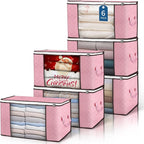 Budding Joy 90 L Large Storage Bags, 6 Pack Clothes Bins Foldable Closet Organizer Containers for Blanket, Comforters, Bed Sh