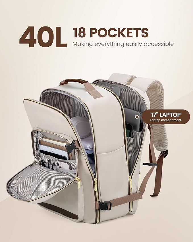LOVEVOOK Travel Backpack for Women & Men 40L,Airline Approved Carry On Backpack Travel Essentials,TSA Carry on Luggage,Waterp