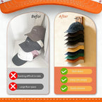 Hat Organizer for Baseball Caps 2 Pack - Wood & Metal Wall Hat Rack with Strong Adhesive & Screws, Holds Up to 22 Caps, Dual 