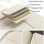 2 Pack Universal Premium Leather Foldable Car Backseat Organizer with Table Tray, Car Seat Back Protector with Garbage Bag Touch Screen Pad Holder, Car Kick Mats with Tissue Box (Beige)