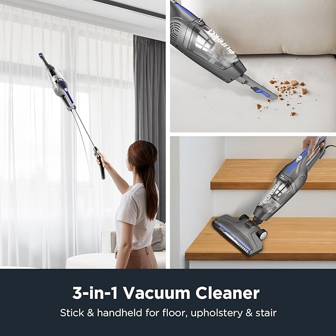 Eureka Corded Stick Vacuum Cleaner for Home Pet Hair, Lightweight Stick Vacuum Cleaner with Powerful Suction for Carpet Tile 
