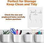 4Pack Pegboard Accessories, Pegboard Cups with Hooks 2.9 x 3.5 x 3.2 Inch Pegboard Bins Accessories Top Storage Containers Pe