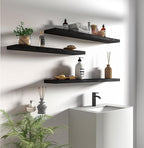 36 Inch Floating Shelves for Wall Rustic Black Wood Wall Shelves for Bedroom Set of 4