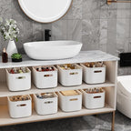 8 Pack White Storage Bins with Lids for Shelves, White Storage Containers with Lids for Organizing, Storage Box with Handle, 