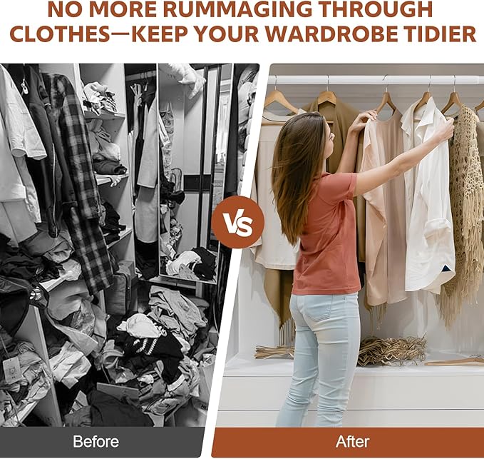 Closet Rods for Hanging Clothes, 17-84 Inch Stepless Adjustable Closet Rod, 1.3 Inch Heavy Duty Metal Clothes Hanging Rod, Ex
