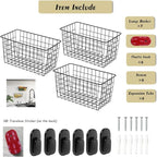 3 Pack【Extra Large】Hanging Kitchen Basket,Wire Storage Basket,with Traceless Tape and High-Strength Nylon Hooks,no Drilling,f