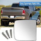 Passenger Right Side Mirror Glass Replacement, 3-Tab Backplate ONLY, Compatible with Dodge/Ram 2010-2020 1500 2500 3500 (Not for 4-Tab), Heated Convex Right Side 68067728AA 68067726AA
