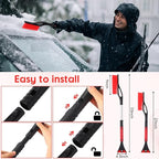 27"-33" Snow Brush and Detachable Ice Scraper with Ergonomic Foam Grip Scalable Range 27" Winter Accessories for Cars Trucks SUV(Red)