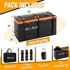 30 CuFt Waterproof Cargo Bag for Hitch Carrier | 60"x24"x36" Trailer Hitch Cargo Carrier | Weatherproof Truck Bed Storage with Straps, Lock & Carry Case | PVC Vehicle Soft-Shell Carriers