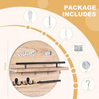 Key Holder for Wall Decorative, Key Hooks Wall Mounted with Shelf and Wooden Key Holder Round Key Hooks for Entryway Mudroom 