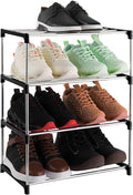 4-Tier Stackable Small Shoe Rack, Lightweight Shoe Shelf Storage Organizer for Entryway, Hallway and Closet(Black)