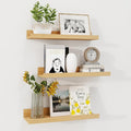 Axeman Picture Ledge Shelf | 16 Inch Oak Floating Shelves Set of 3 | Rustic Wood Wall Shelves with Lip | 16" Oak Picture Shel