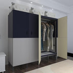 Foldable Portable Wardrobe Closet with Magnetic Doors & Cover, Heavy Duty Covered Clothes Rack with Hanging Clothing Rod, Met