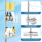 Rustproof Shower Corner Caddy Shelf for Bathroom Tension Pole Organizer with 4 Baskets for Bathtub Shampoo Storage from 23.6 