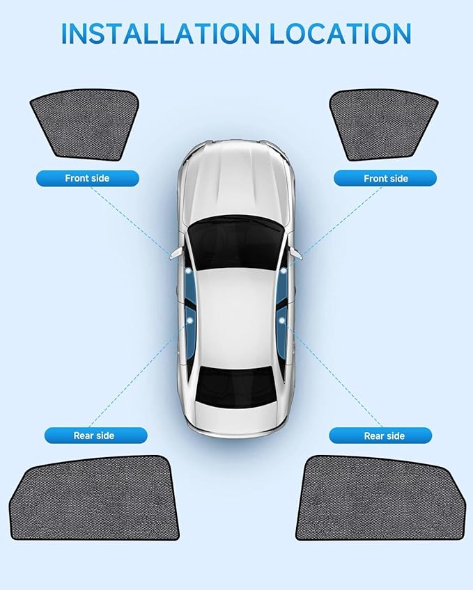 Car Window Shades for Honda Civic(2022-2025), 4-Pack Rear Window Sun Shades for Baby – Breathable Mesh, UV & Heat Blocker, Privacy Protection for Camping, Travel, Sleep & Nursing