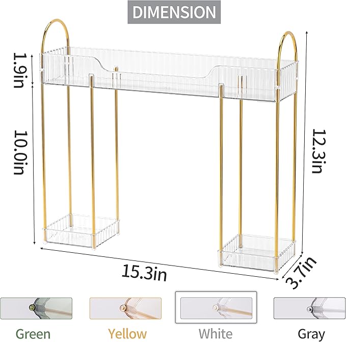 YCIA&DONE Bathroom Countertop Organizer Over The Faucet, Narrow Counter Organizers Above Sink, Table Mounted Shelf for Kitche