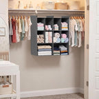 Ofiray-home 3 Tier Hanging Closet Organizer, 10 Compartments Sweater Organizer for Closet with 3 Sturdy Hooks, Closet Organiz