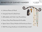 RTZEN Farmhouse Small Key Holder for Wall - Handcrafted Swirl Decorative 5 Key Hooks for Home Entryway - Wrought Iron Wall Mo