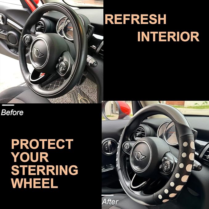 PINCTROT Large Size Race Grip Steering Wheel Cover, Anti Slip Silicone Perforated Design with Soft Touch Padding, Enhanced Grip for Sporty Driving 15.5-15.75 Inch (Racing White)