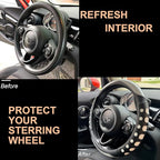 PINCTROT Large Size Race Grip Steering Wheel Cover, Anti Slip Silicone Perforated Design with Soft Touch Padding, Enhanced Grip for Sporty Driving 15.5-15.75 Inch (Racing White)